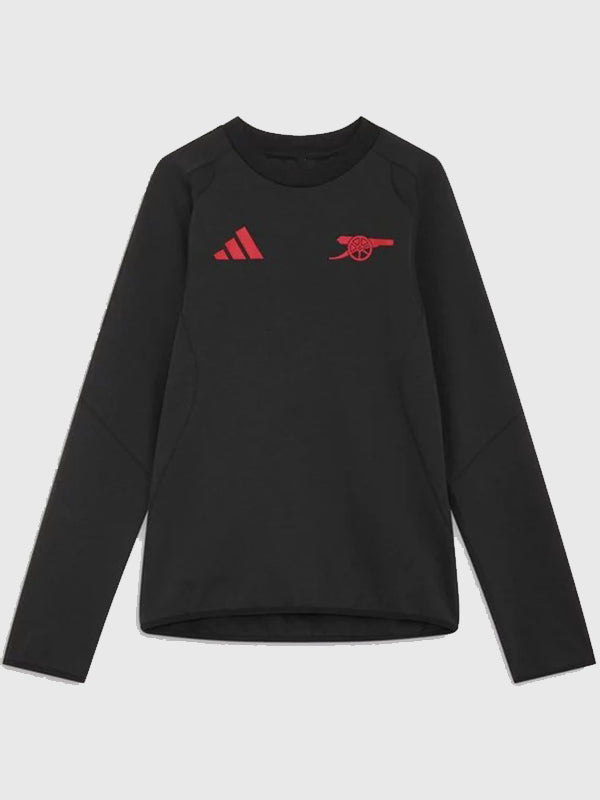 Arsenal Adidas 26/27 Tiro Travel Sweatshirt Sweatshirt unisex front product view | Dash Racegear — Arsenal 26/27 black fleece sweatshirt blending Adidas Tiro Travel styling with casual versatility.