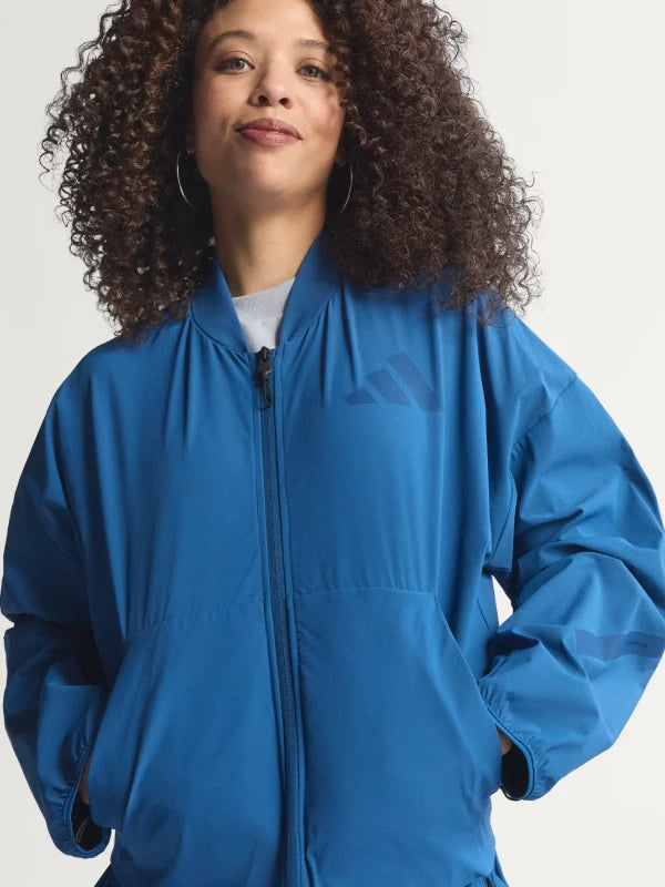 Adidas Babymonster Jacket Jacket unisex detail view 2 | Dash Racegear — Stylish blue Adidas Babymonster jacket with lightweight feel, perfect for fans and casual city wear.