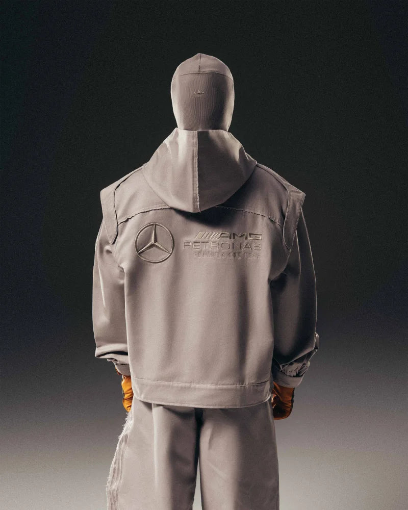 Bad Bunny Adidas Hoodie Hoodie unisex detail view 6 | Dash Racegear — Adidas x Bad Bunny x Mercedes AMG F1 zip‑up hoodie, cool grey tone with bold racing‑inspired hood for standout outfits.