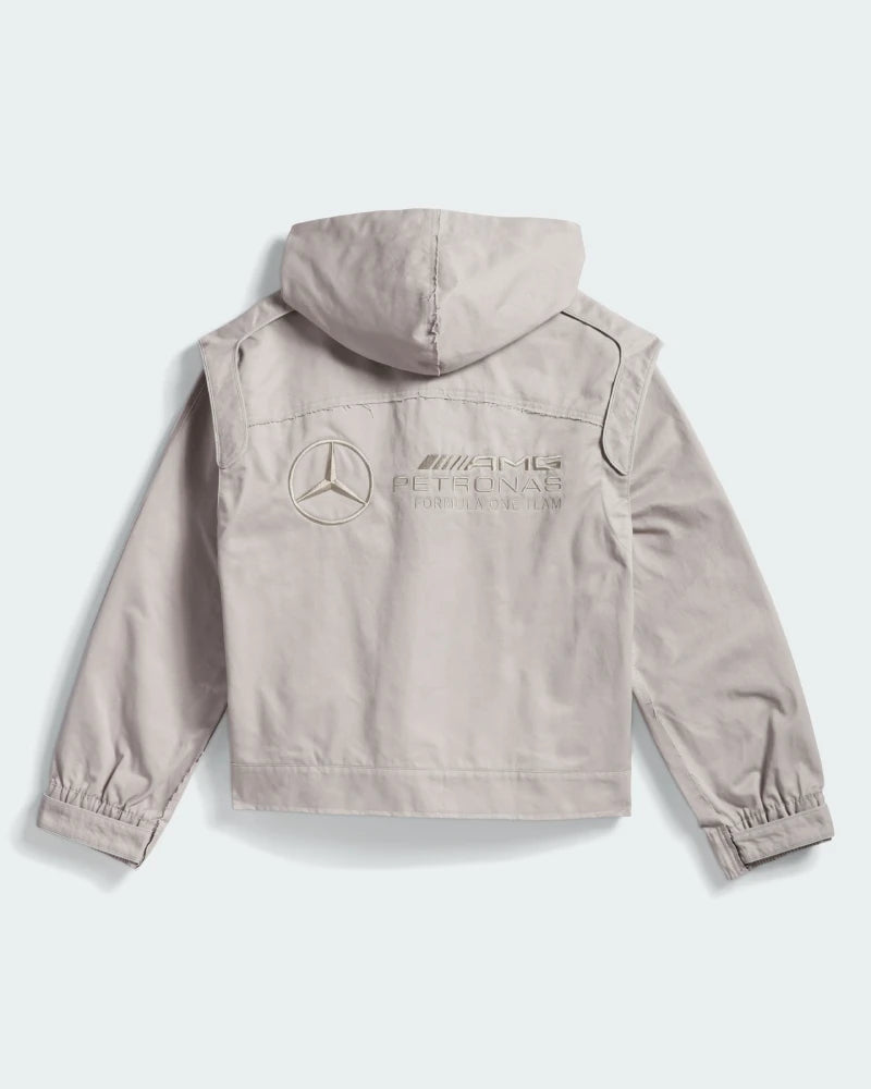 Bad Bunny Adidas Hoodie Hoodie unisex detail view 2 | Dash Racegear — Grey Adidas x Bad Bunny x Mercedes AMG F1 zip‑up hoodie with race‑inspired details and relaxed fit for everyday cool looks.
