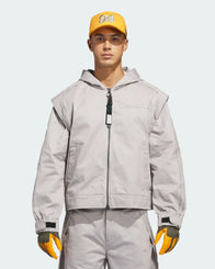 Bad Bunny Adidas Hoodie Hoodie unisex detail view 3 | Dash Racegear — Adidas x Bad Bunny x Mercedes Racing zip hoodie in sporty grey, built for fans blending F1 culture with urban vibes.