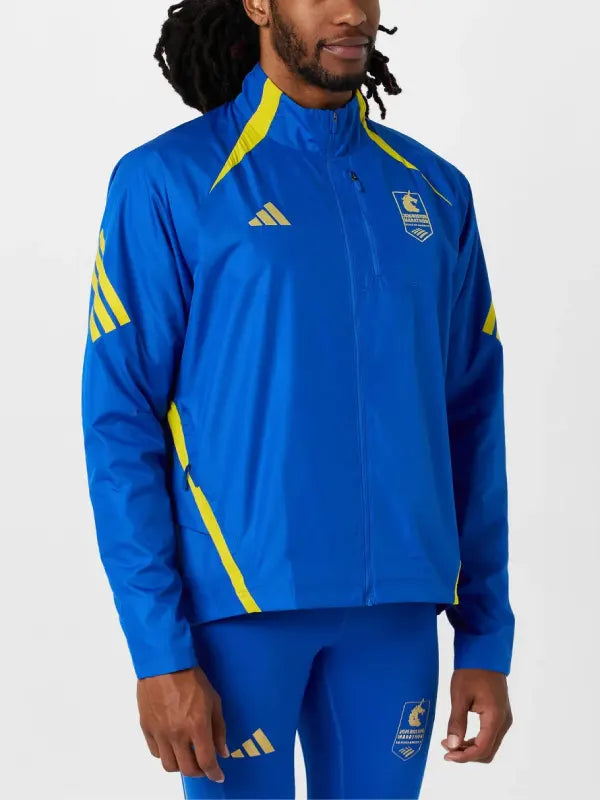 Boston Marathon Jacket 2026 Jacket unisex detail view 4 | Dash Racegear — 2026 Boston Marathon limited edition jacket by Adidas Recreation in blue, lightweight and breathable, perfect for runners and marathon enthusiasts.