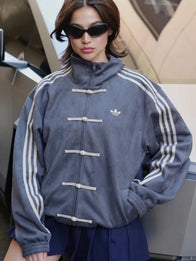Anne Curtis Adidas cny jacket Jacket unisex front product view | Dash Racegear — Grey Adidas Chinese New Year jacket with Anne Curtis branding, perfect for festive style and everyday wear.