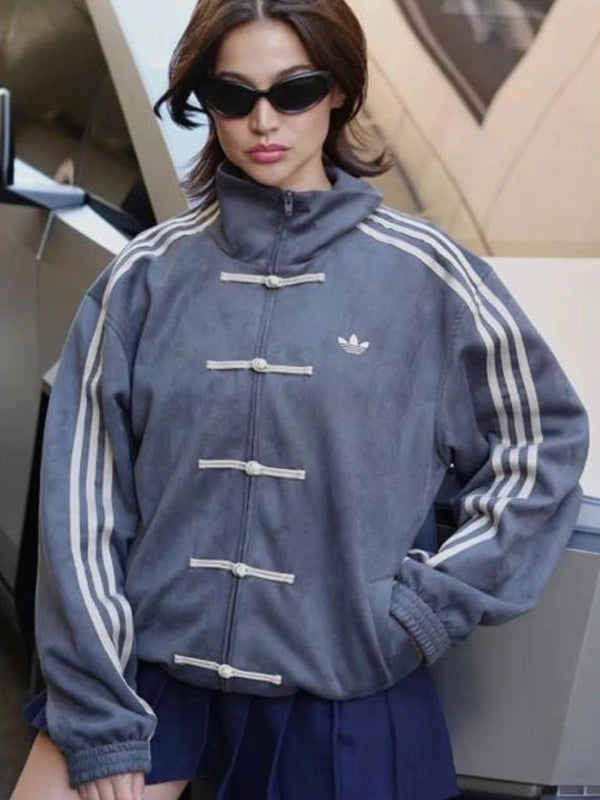 Anne Curtis Adidas cny jacket Jacket unisex front product view | Dash Racegear — Grey Adidas Chinese New Year jacket with Anne Curtis branding, perfect for festive style and everyday wear.