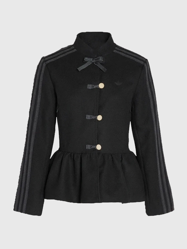 Adidas Chinese New Year Peplum Jacket Jacket unisex detail view 3 | Dash Racegear — Adidas Black Peplum Jacket for Chinese New Year, casual yet polished with flared hem accent.