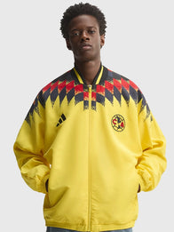 Adidas Club America Stadium Track Jacket Jacket unisex detail view 2 | Dash Racegear — Adidas Club America yellow track jacket crafted for lightweight comfort and modern football-inspired fashion.