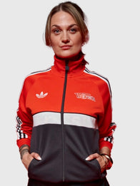 FC Union Berlin x Adidas Away Anthem Jacket Jacket unisex front product view | Dash Racegear — FC Union Berlin x Adidas 26/27 Away Anthem Multicolor Zip-Up Jacket featuring lightweight comfort and bold football-inspired everyday style.