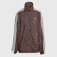 Adidas Leopard Firebird Track Jacket Jacket unisex front product view | Dash Racegear — Adidas Leopard Firebird jacket from Recreation line, styled in a loose unisex silhouette