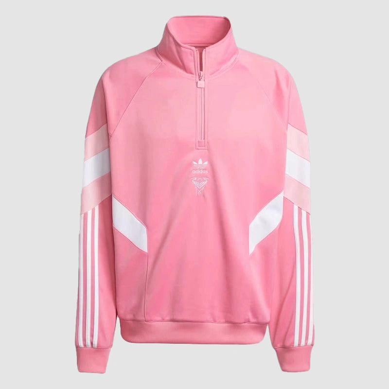 Adidas Inter Miami CF Originals Half-Zip Crew Sweatshirt Sweatshirt unisex front product view | Dash Racegear — Adidas Inter Miami CF Half-Zip Crew Sweatshirt