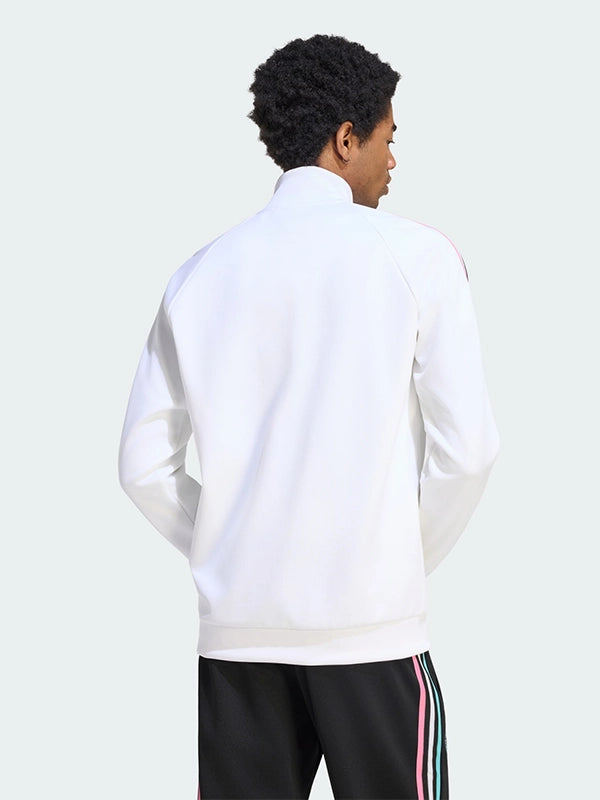 Adidas Inter Miami CF Track Jacket Jacket unisex detail view 3 | Dash Racegear — White Adidas Inter Miami CF 2026 zip-up track jacket crafted for lightweight comfort and versatile casual fashion.