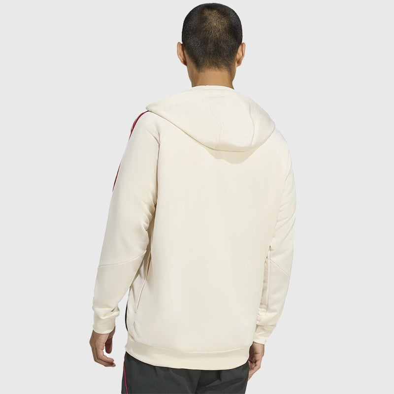 LFC Adidas 25/26 Domestic Training Hoodie Hoodie unisex detail view 3 | Dash Racegear — White fleece training hoodie for Liverpool FC’s 25/26 domestic campaign