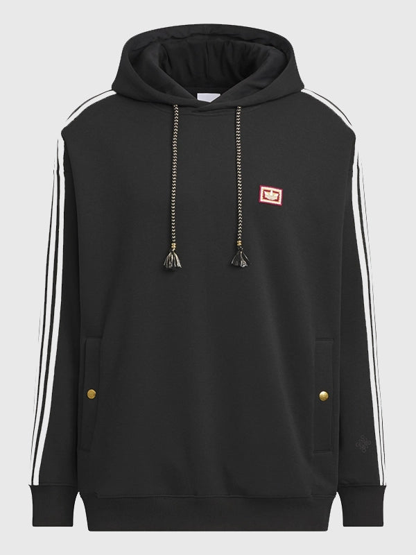 Adidas Chinese New Year SS26 Hoodie Hoodie unisex front product view | Dash Racegear — Recreated Adidas LNY SS26 black fleece unisex pullover hoodie designed with a soft interior and relaxed everyday fit