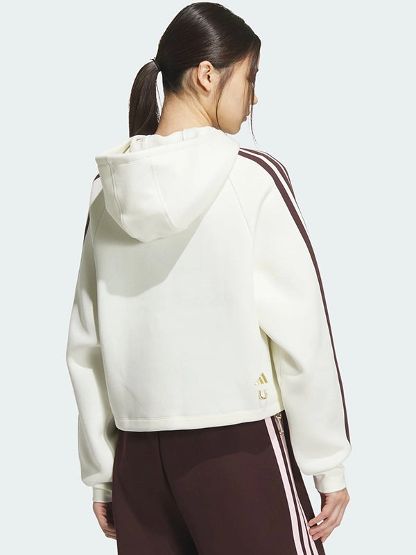 Adidas Lunar New Year Hoodie Hoodie unisex detail view 5 | Dash Racegear — Recreation Adidas Lunar New Year 2026 oversized hooded sweatshirt in off-white fleece with relaxed fit and graphic detailing