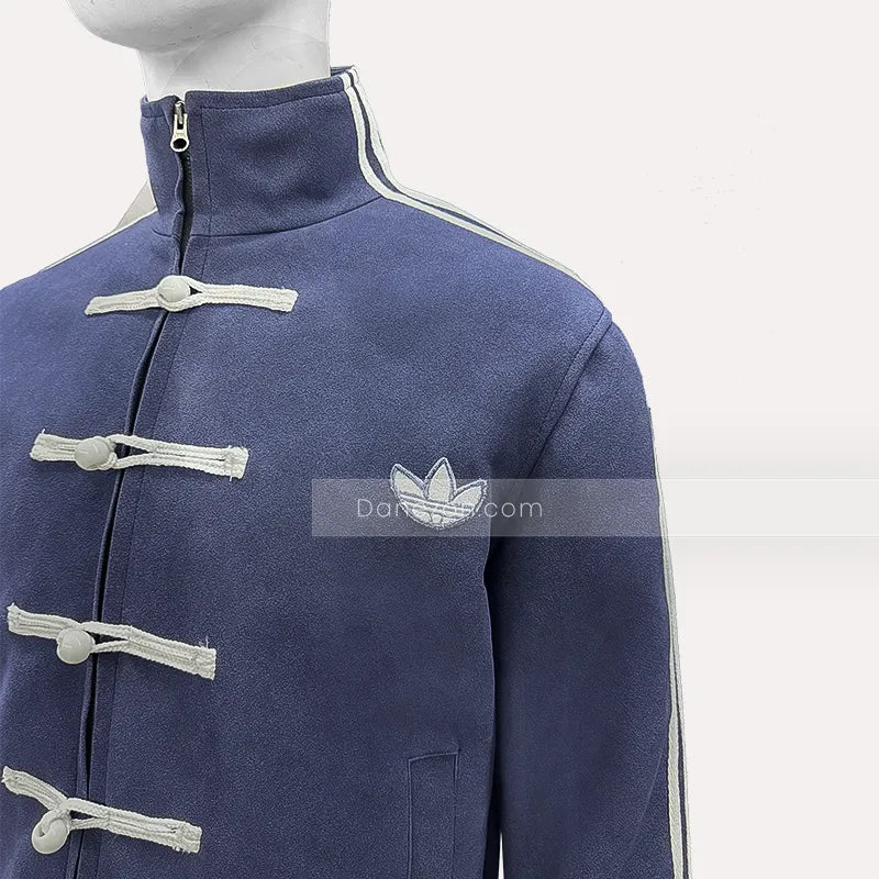 Adidas Chinese New Year Blue Jacket Jacket unisex detail view 5 | Dash Racegear — Adidas CNY 2025 men’s jacket in royal blue with premium design touches