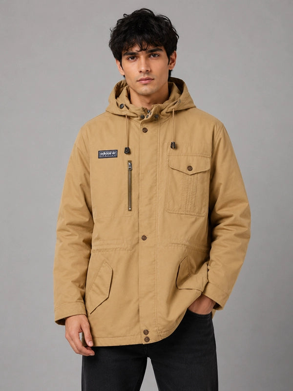 Adidas Longridge SPZL Parka Jacket Jacket unisex detail view 5 | Dash Racegear — Adidas Spezial Longridge brown jacket combining parka styling, protective hood, and functional streetwear features