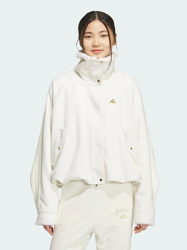 Adidas Lunar New Year Warm Jacket Jacket unisex front product view | Dash Racegear — Adidas Lunar New Year 2026 Warm Jacket delivers winter-ready insulation with a clean off white look.