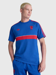 Manchester United x Adidas T-Shirt Shirt unisex front product view | Dash Racegear — Blue Adidas Manchester United T-shirt designed for lightweight comfort and effortless sporty streetwear appeal.