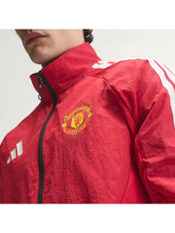 Adidas Manchester United Home Anthem Jacket Jacket unisex detail view 5 | Dash Racegear — Red 26/27 home anthem jacket from Adidas and Manchester United blends football heritage with a clean, contemporary casual look.