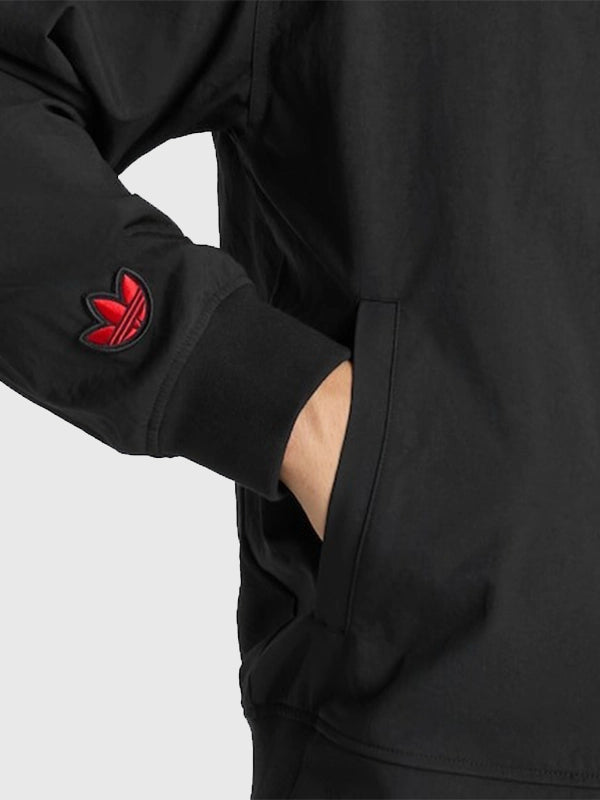 Manchester United x adidas Stone Roses Jacket Jacket unisex detail view 4 | Dash Racegear — Manchester United x Adidas 2026 Stone Roses Jacket in black, combining fan pride with casual, sporty comfort.