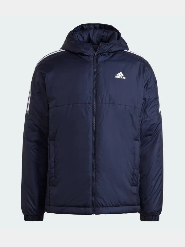 Adidas Men’s Essentials Insulated Hooded Jacket Jacket unisex front product view | Dash Racegear — Adidas Men’s Essentials Insulated Hooded Jacket – Warm Everyday Layer