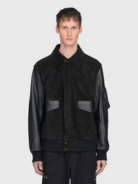 Adidas Y-3 x Mercedes Leather Racing Jacket Jacket unisex detail view 3 | Dash Racegear — Adidas Y-3 Mercedes 2026 racing jacket in black leather, made for fans of speed and fashion.