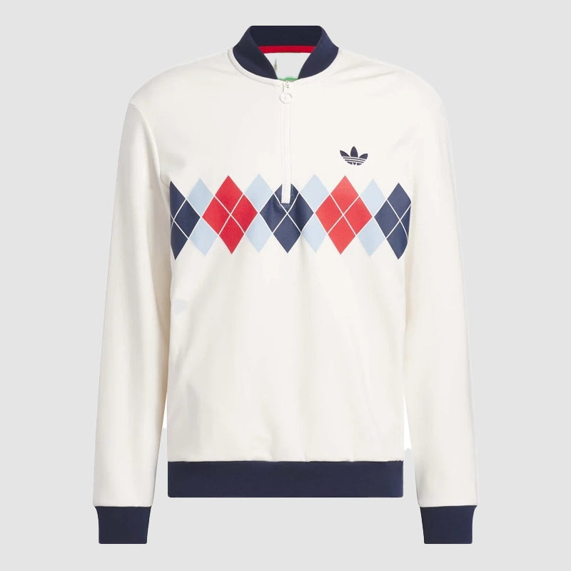 Adidas Argyle Printed 1/4-Zip Sweatshirt Sweatshirt unisex front product view | Dash Racegear — Adidas Originals Streetwear – Argyle 1/4-Zip Sweatshirt