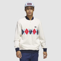 Adidas Argyle Printed 1/4-Zip Sweatshirt Sweatshirt unisex detail view 2 | Dash Racegear — Adidas Quarter-Zip Sweatshirt – Argyle Print Edition