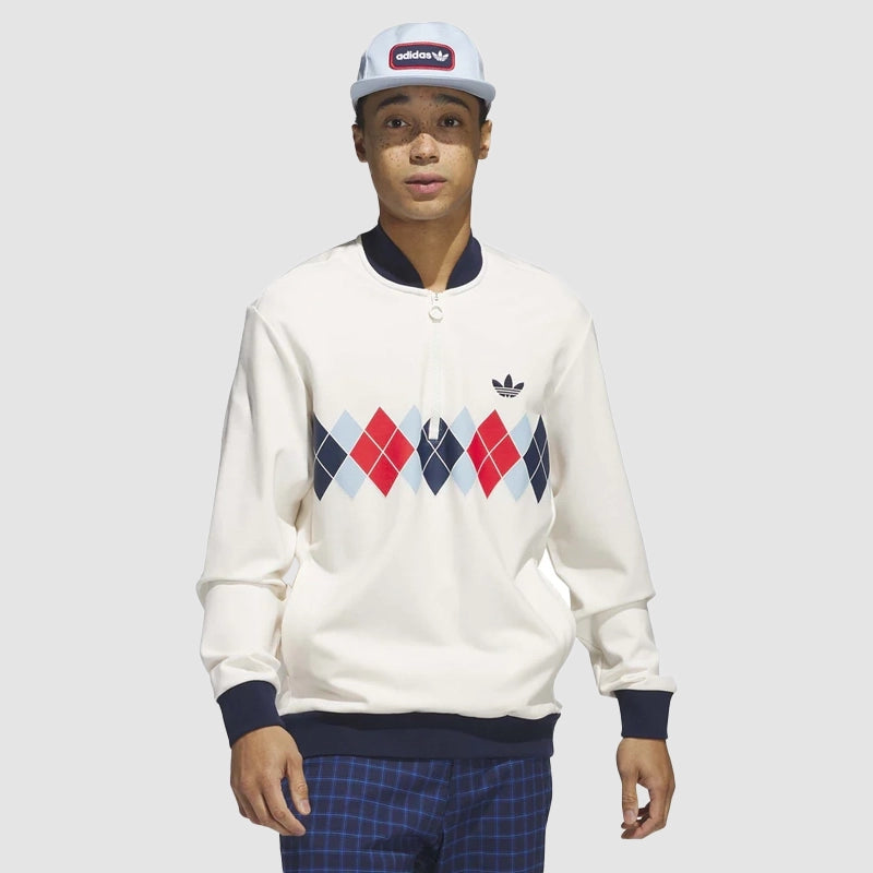 Adidas Argyle Printed 1/4-Zip Sweatshirt Sweatshirt unisex detail view 2 | Dash Racegear — Adidas Quarter-Zip Sweatshirt – Argyle Print Edition