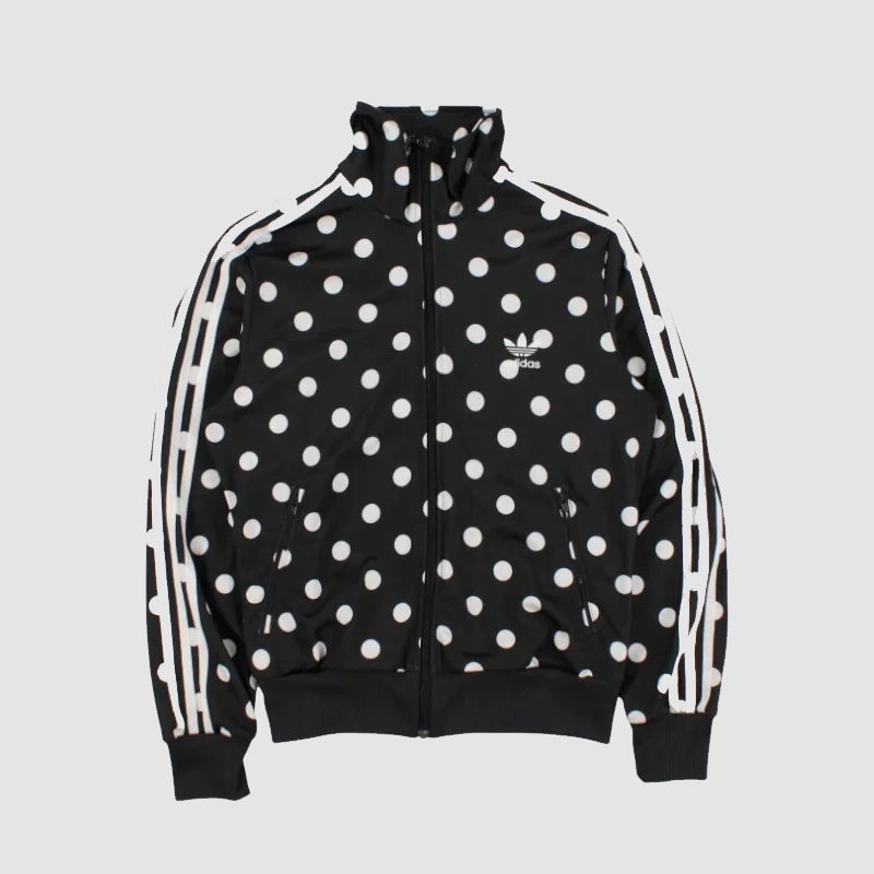 Adidas Polka Dot Jacket Jacket unisex front product view | Dash Racegear — Adidas polka dot zip-up jacket for casual wear