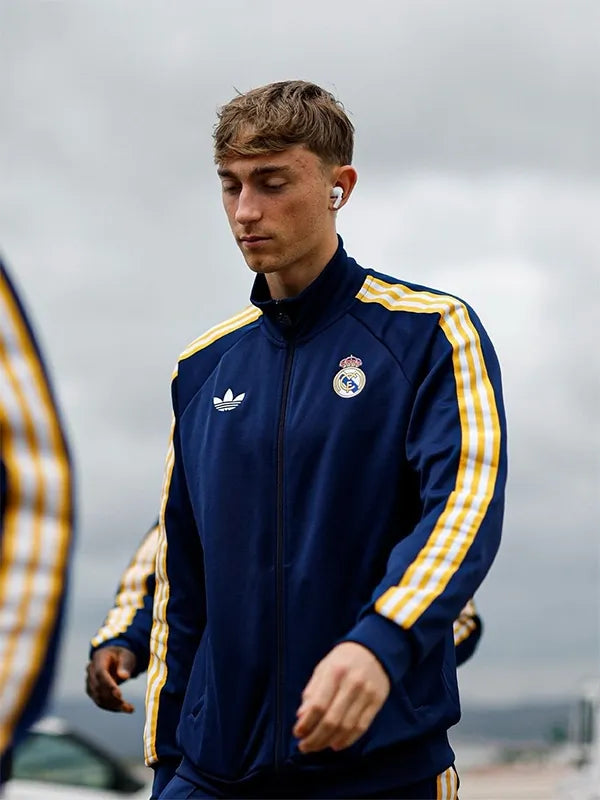 Real Madrid Adidas 2025/26 Track Jacket Jacket unisex detail view 2 | Dash Racegear — Real Madrid 2025/26 Adidas Navy Blue Track Jacket delivers athletic fit zip-up ease and modern football streetwear vibe