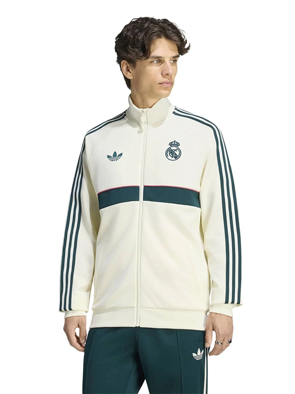 Adidas Real Madrid OG Track Jacket Jacket unisex detail view 3 | Dash Racegear — Cream Real Madrid Adidas 2026/27 OG zip-up track jacket crafted for lightweight comfort and versatile casual fashion.