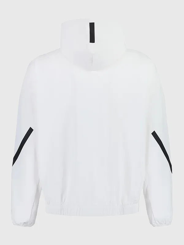 Mens Adidas Real Madrid Z.N.E. Woven Track Jacket Jacket unisex detail view 2 | Dash Racegear — Real Madrid Adidas Z.N.E. 2026 white track jacket, urban woven design for modern sporty street fashion.