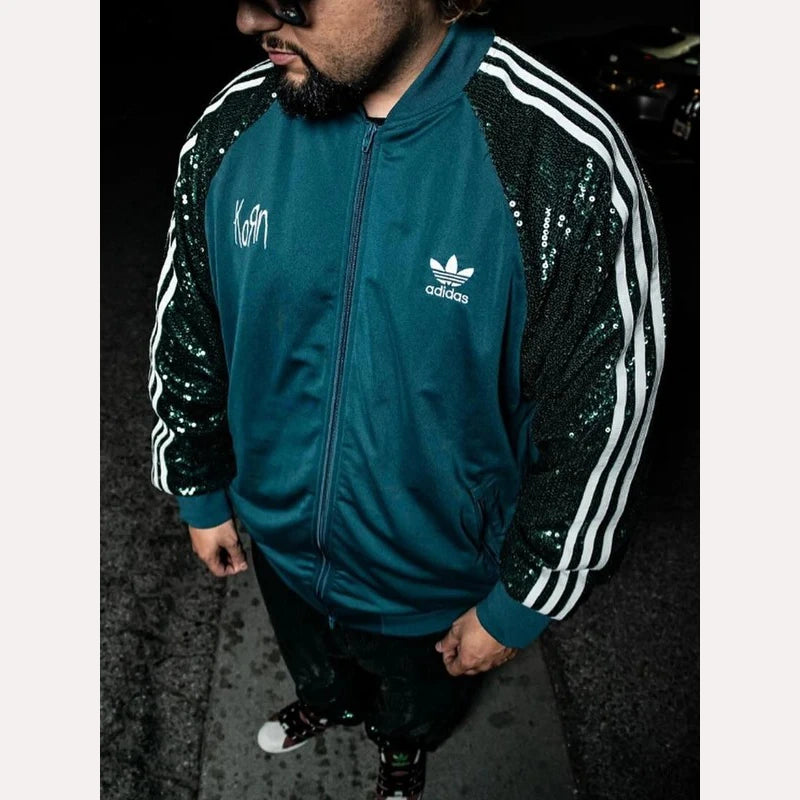 Korn X Adidas Green Track Jacket Jacket unisex detail view 2 | Dash Racegear — Korn X Adidas Track Jacket Green