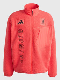 Adidas Winter Olympics 2026 Team Germany Jacket Jacket unisex front product view | Dash Racegear — Red Team D Adidas Team Germany Fleece Jacket from the 2026 Winter Olympics, cozy for cold-weather supporters.