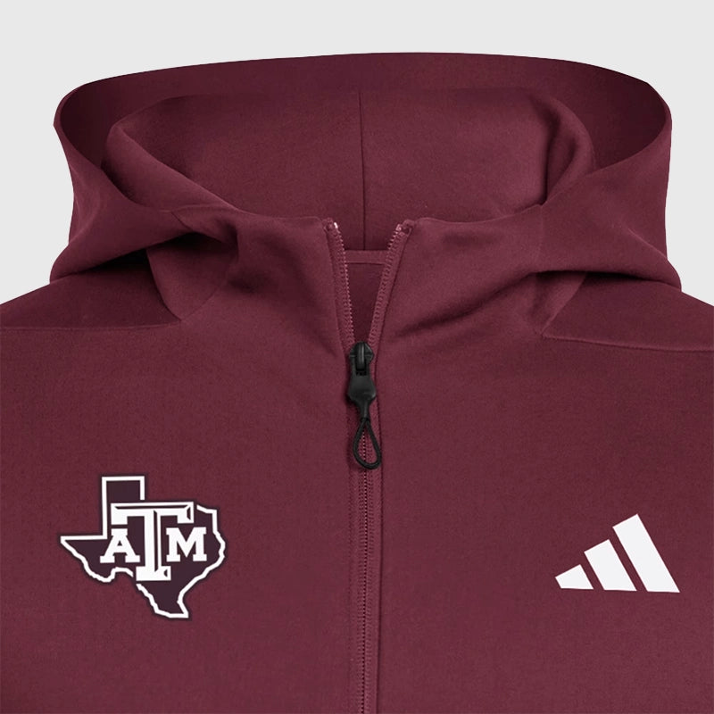 Adidas Texas A&M Aggies Player Travel ZNE Hoodie Hoodie unisex detail view 3 | Dash Racegear — Support the Aggies in Style – Adidas Texas A&M ZNE Hoodie