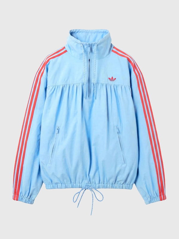 Adidas x ASOS Over The Head Track Jacket Jacket unisex front product view | Dash Racegear — 2026 Adidas x ASOS Over-the-Head Half-Zip Track Jacket for Unisex in Blue featuring premium comfort and modern streetwear-inspired style.