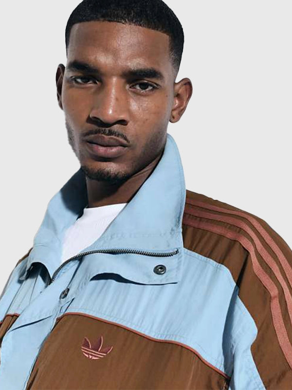 Adidas x ASOS Oversized Track Jacket Jacket unisex detail view 4 | Dash Racegear — Blue and brown Adidas x ASOS 2026 oversized zip-up track jacket crafted for lightweight comfort and versatile casual fashion.