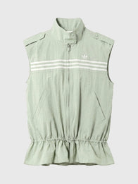 Adidas x ASOS Sleeveless Track Jacket Jacket unisex front product view | Dash Racegear — 2026 Adidas x ASOS Sleeveless Zip-Up Track Jacket for Unisex in Sage Green featuring premium comfort and modern streetwear-inspired style.