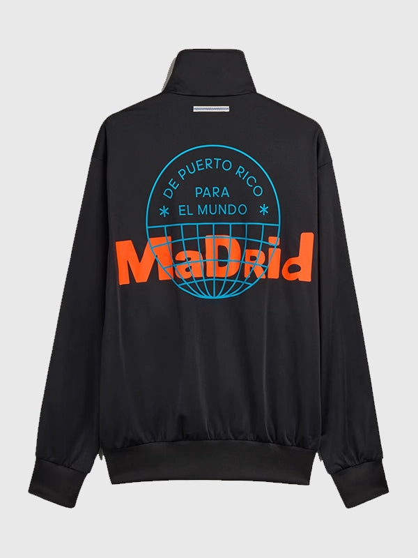 Adidas x Bad Bunny Madrid Firebird Track Jacket Jacket unisex detail view 5 | Dash Racegear — Madrid Tour Merch Firebird Track Jacket featuring classic Adidas sportswear influence and bold Bad Bunny energy.