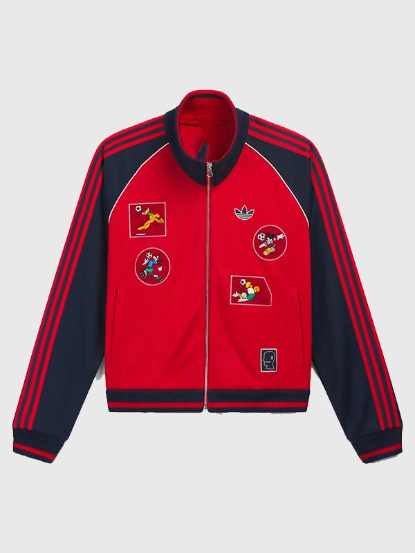 Adidas x Brain Dead x Disney Track Jacket Jacket unisex front product view | Dash Racegear — Adidas x Brain Dead x Disney women's red track jacket 2026 featuring bold collaboration styling and sporty appeal.