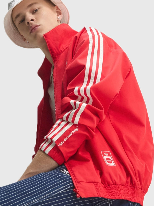 Adidas x Coca-Cola Firebird Track Jacket Jacket unisex detail view 4 | Dash Racegear — Adidas Firebird 2026 red jacket with Coca-Cola branding and clean vintage-inspired sporty look