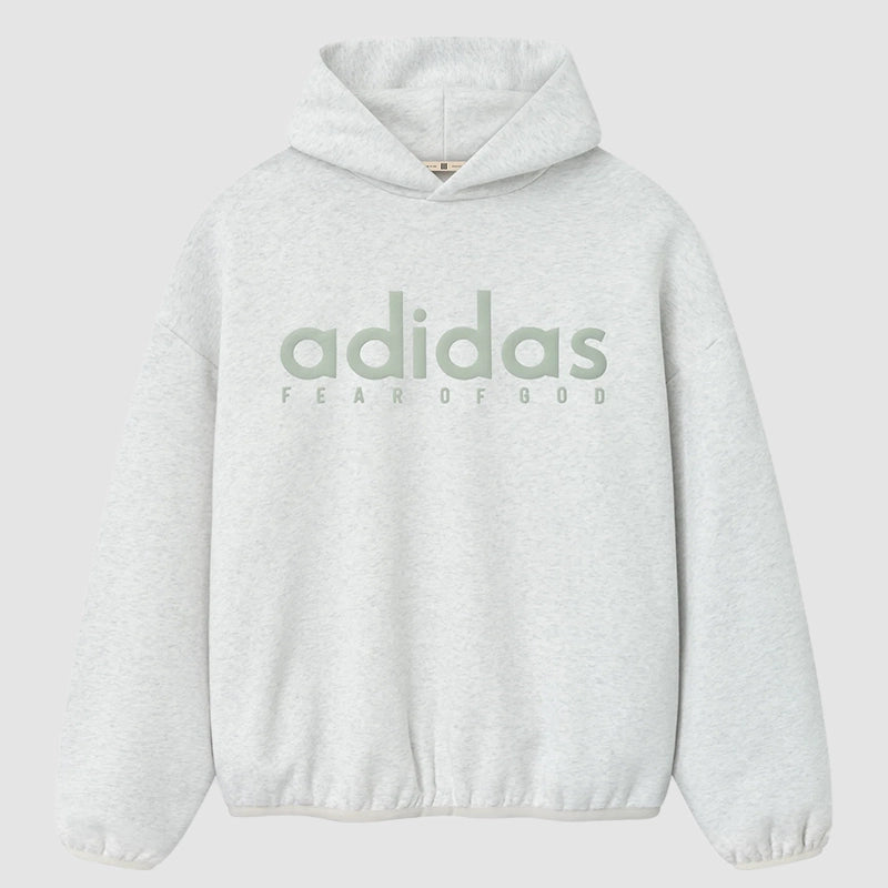 Adidas x Fear of God Essentials Athletics Hoodie Hoodie unisex front product view | Dash Racegear — Get Adidas x Fear of God Essentials Athletics Fleece Hoodie – Grey