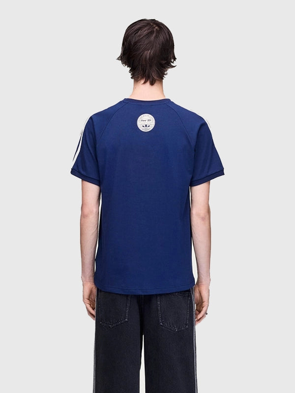 Adidas x Oasis Tour 3-Stripes Navy Blue T-Shirt Shirt unisex detail view 4 | Dash Racegear — Adidas x Oasis Drop 2 Tour 2025 unisex navy tee designed with signature 3-Stripes and band-inspired aesthetics for everyday wear.