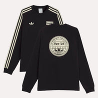 Adidas x Oasis Black Sweatshirt Sweatshirt unisex front product view | Dash Racegear — Adidas Music Collab – Oasis Black Sweatshirt Fit