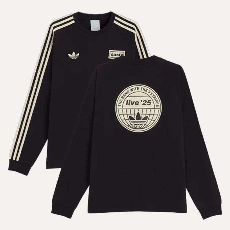 Adidas x Oasis Black Sweatshirt Sweatshirt unisex front product view | Dash Racegear — Adidas Music Collab – Oasis Black Sweatshirt Fit