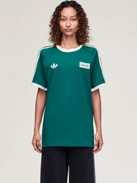 Adidas x Oasis Tour 3-Stripes Green T-Shirt Shirt unisex detail view 3 | Dash Racegear — Unisex Adidas x Oasis Drop 2 Tour Green T-Shirt 2025 edition with minimalist 3-Stripes detail for concerts, festivals, and casual outfits.