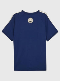 Adidas x Oasis Tour 3-Stripes Navy Blue T-Shirt Shirt unisex detail view 2 | Dash Racegear — Unisex Adidas x Oasis Drop 2 Tour Navy Blue 2025 Shirt with clean 3-Stripes design for fans seeking sporty, stylish comfort.