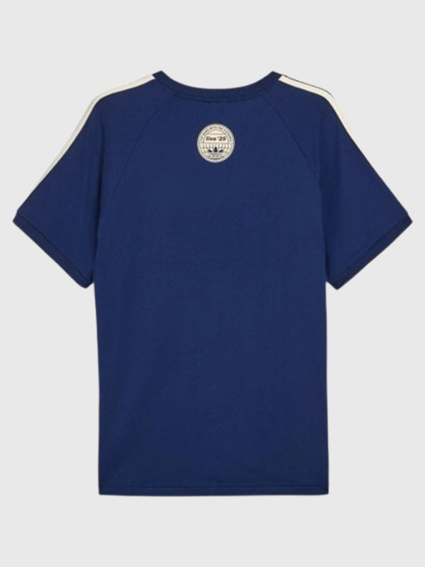 Adidas x Oasis Tour 3-Stripes Navy Blue T-Shirt Shirt unisex detail view 2 | Dash Racegear — Unisex Adidas x Oasis Drop 2 Tour Navy Blue 2025 Shirt with clean 3-Stripes design for fans seeking sporty, stylish comfort.