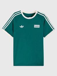Adidas x Oasis Tour 3-Stripes Green T-Shirt Shirt unisex front product view | Dash Racegear — 2025 Adidas x Oasis Drop 2 Tour Unisex Green Tee featuring signature 3-Stripes design, perfect for music lovers and daily wear.