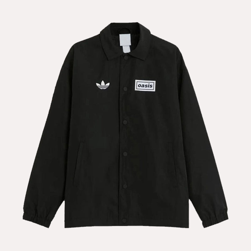 Adidas x Oasis Tour Coach Jacket Jacket unisex front product view | Dash Racegear — Coach Jacket by Adidas – Oasis Band Collab Style